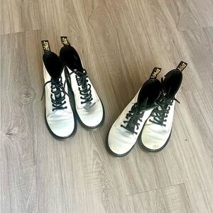 Lot/ 2 Pairs Dr. Martens White Kids Boots 1460 J US 3 & AW004 US 5/4 Used
